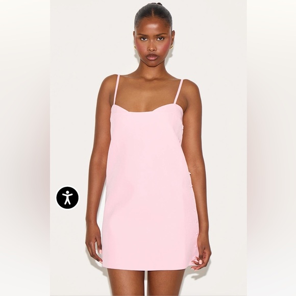 PrettyLittleThing Dresses & Skirts - PINK WOVEN SIDE BUTTON DETAIL MINI A-LINE DRESS